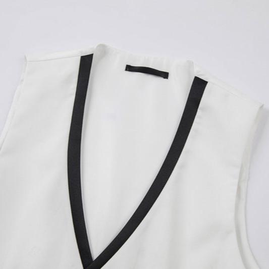 Men's 3-Piece One-Button Black Lapel White Tuxedo
