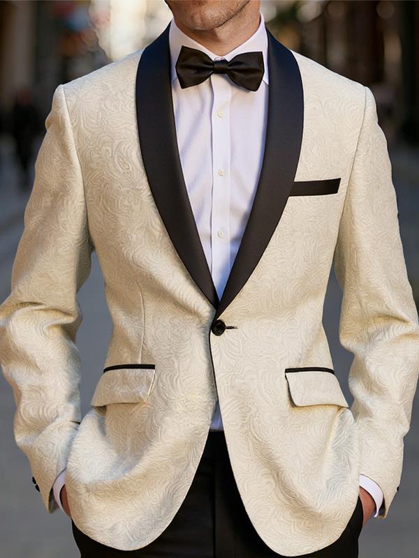 Men's Butterfly Floral Jacquard Jacket, Shawl Collar, Slim Fit Suit , Perfect for Weddings, Parties, Balls, Multiple Colors Available