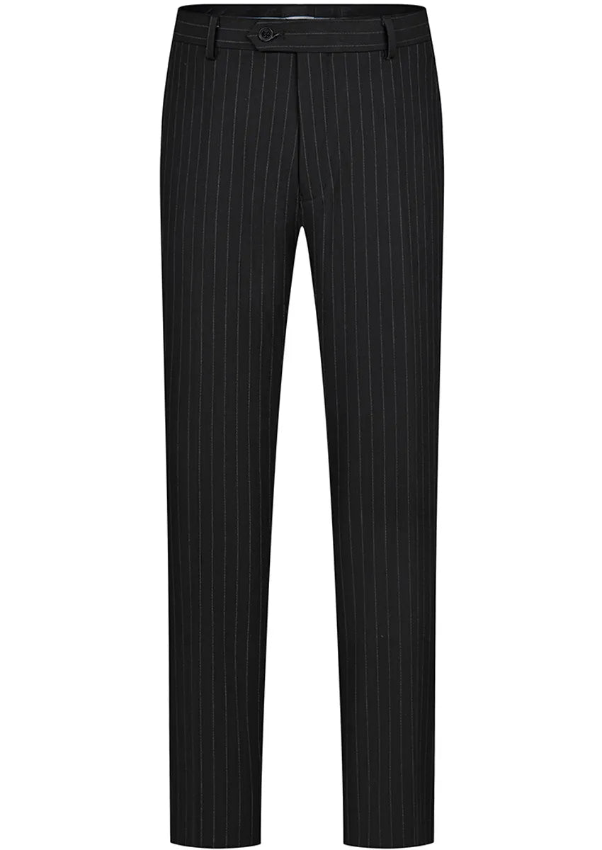 Men's 2-Piece Collar with Decorative Stripe Black Casual Suit