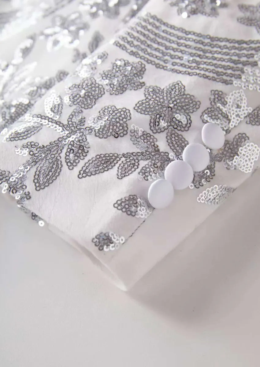 Men's Sequin Six-pointed Star White Luxury Tuxedo