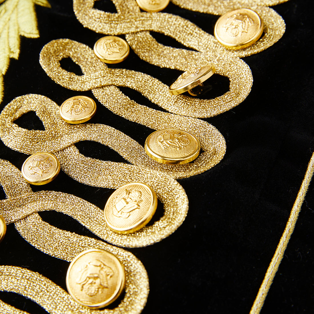 Men's Gold Aigillette Decorated with Luxury Black Embroidered Tuxedo