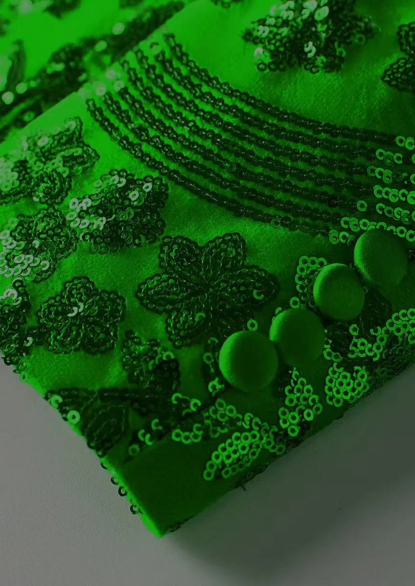 Men's Sequin Six-pointed Star Green Luxury Tuxedo