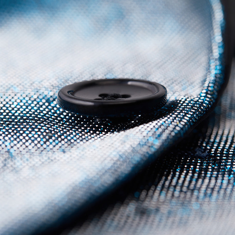 Men's 2-Piece Peak Lapel Blue Sequin Jacket