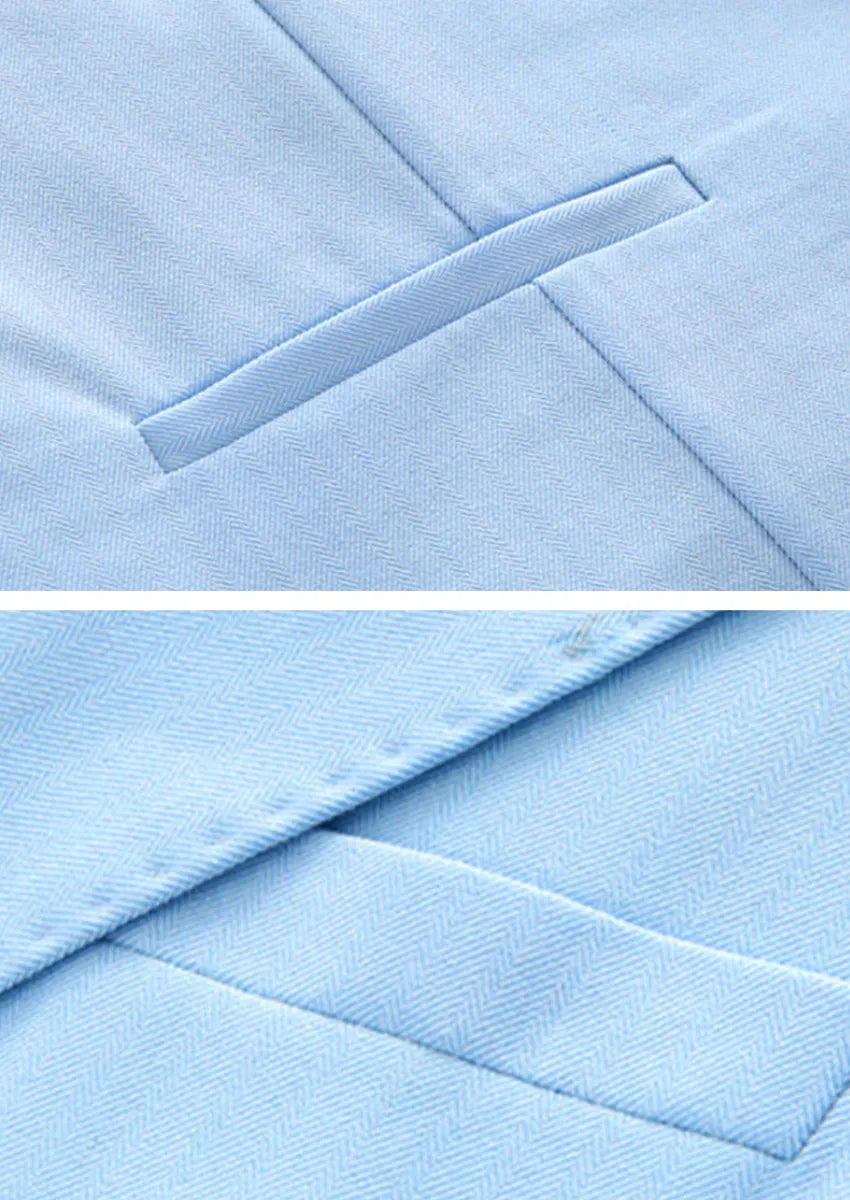 Men's 3-Piece Stylish Elegance Slim Fit Classic Light Blue Suit