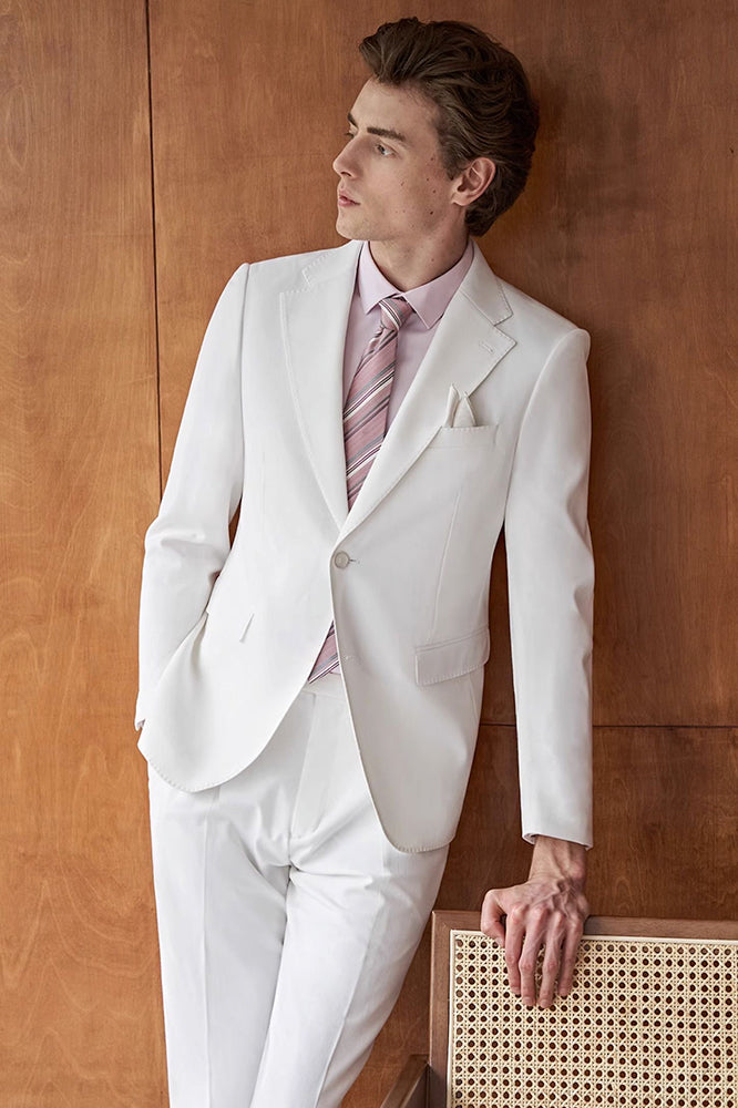 Men’s 3-Piece Classic All White Tuxedo Wedding