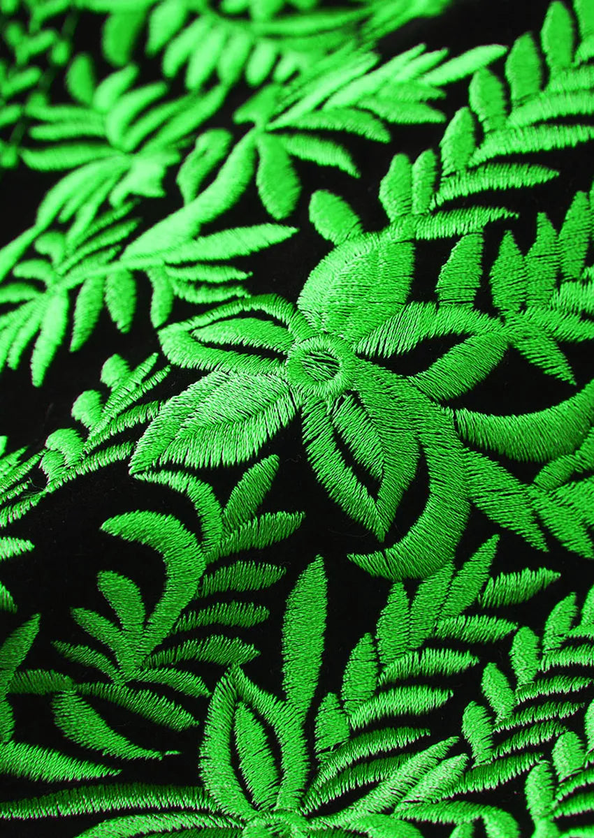 Men's Luxurious Green Embroidery Black Velvet Tuxedo