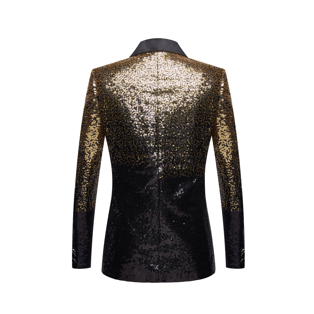Men's Shimmering Gradient Sequin Tuxedo Jacket Gold Black