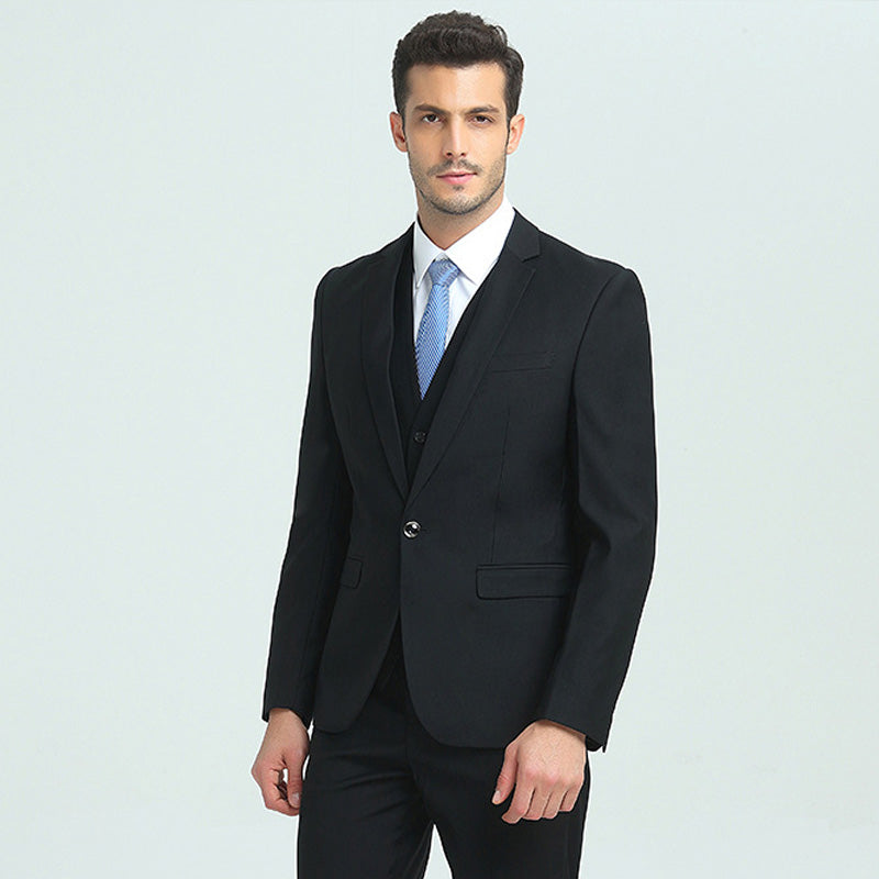 Men's 3-Piece Classic One Button Black Tuxedo