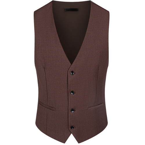 Men's 3-Piece Striped Dark Brown Suit with a Coffee-colored Vest