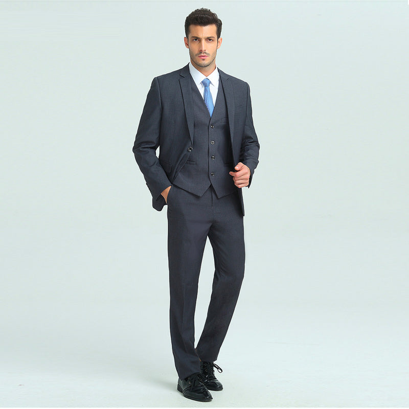 Men's 3-Piece for Groom One Button Dark Gray Suit