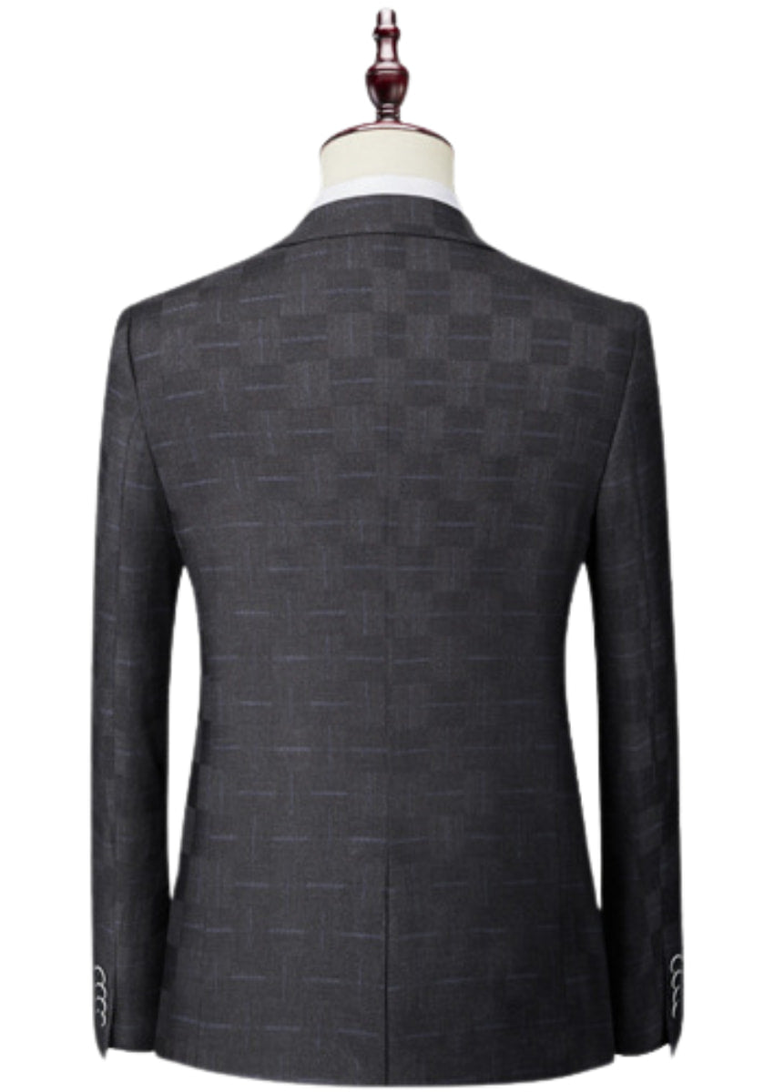 Men’s 3-Piece Slim Fit Classic Black Subtile Plaid Suit