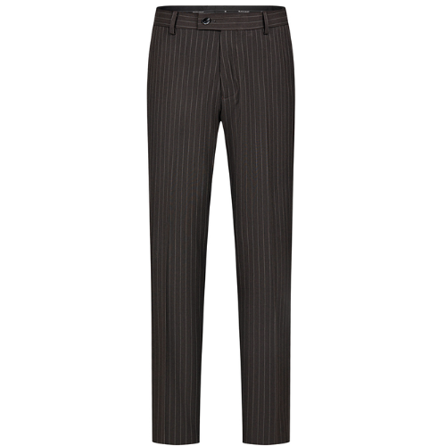 Men's 3-Piece Striped Dark Brown Suit with a Coffee-colored Vest