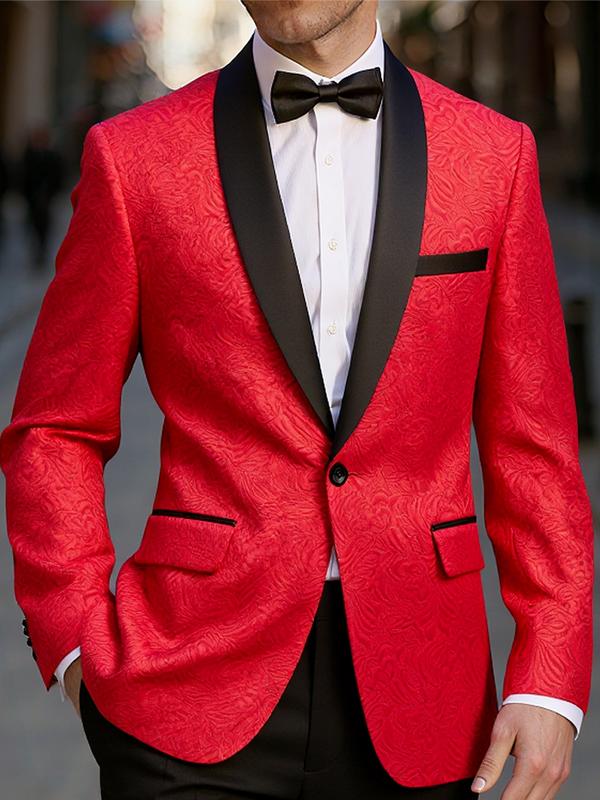 Men's Butterfly Floral Jacquard Jacket, Shawl Collar, Slim Fit Suit , Perfect for Weddings, Parties, Balls, Multiple Colors Available