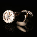 Wheel-shaped Diamond Rose Gold Cufflinks for Men