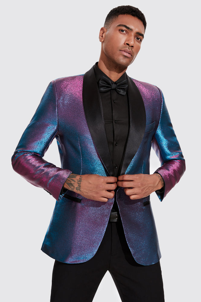 Men's 2-Piece Flashy Suit with Purple and Blue Gradient Flash