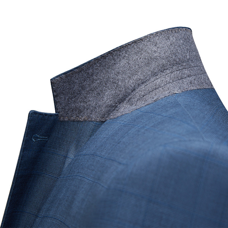 Men's 3-Piece Two Button Subtile Grid Navy Blue Suit