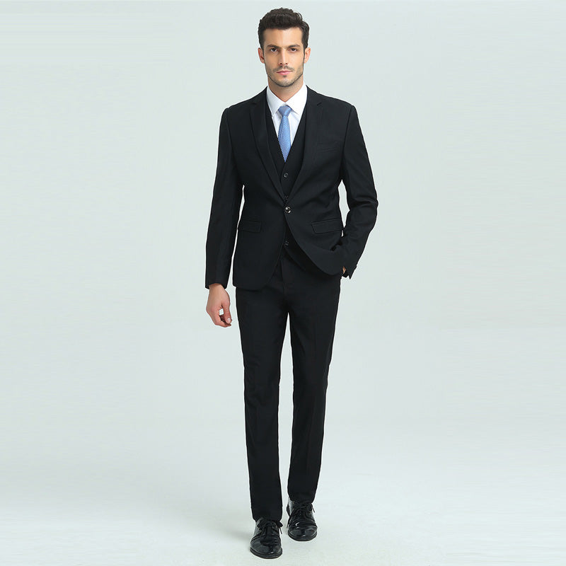 Men's 3-Piece Classic One Button Black Tuxedo