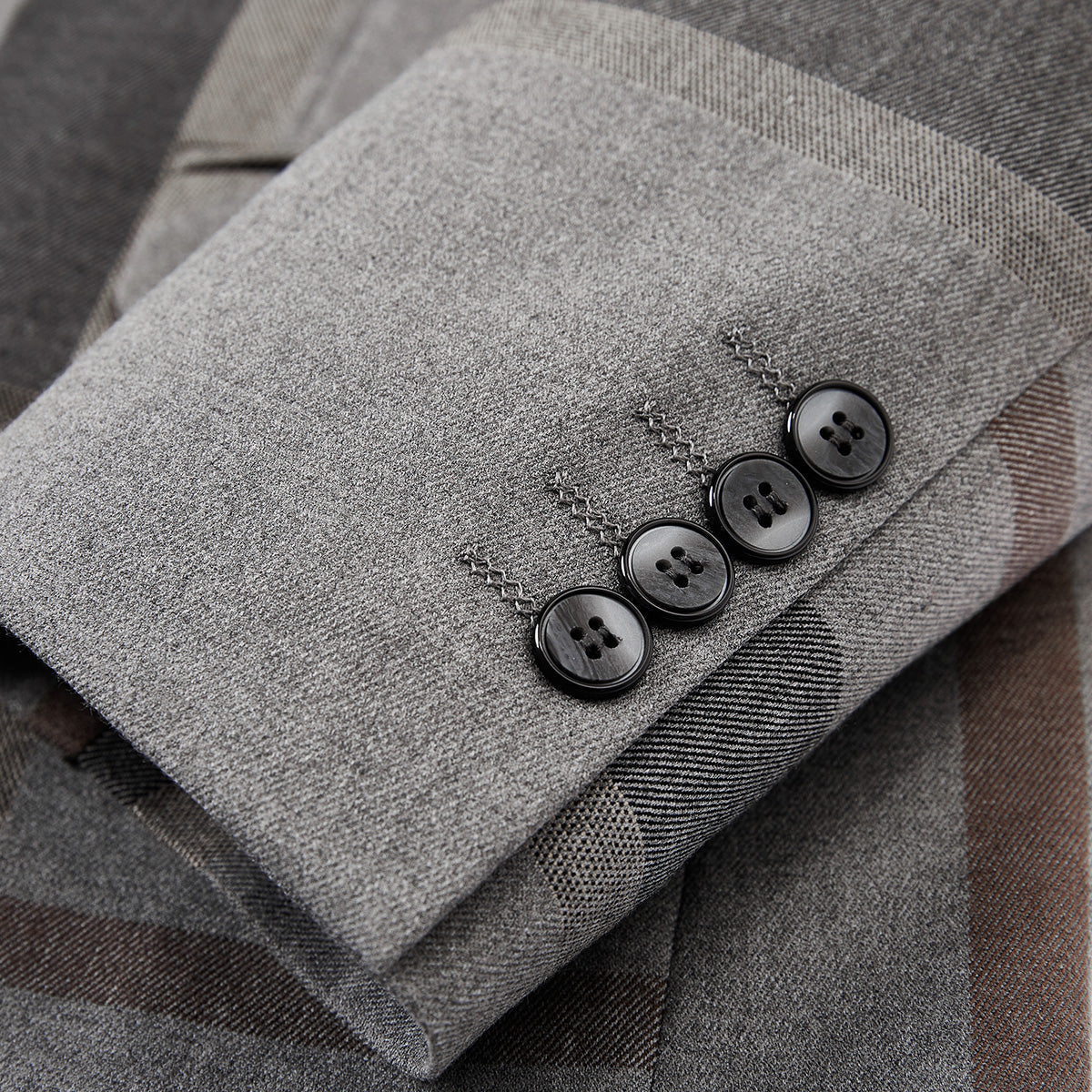 Men's 3-Piece Modern Plaid Design Light Gray Tuxedo