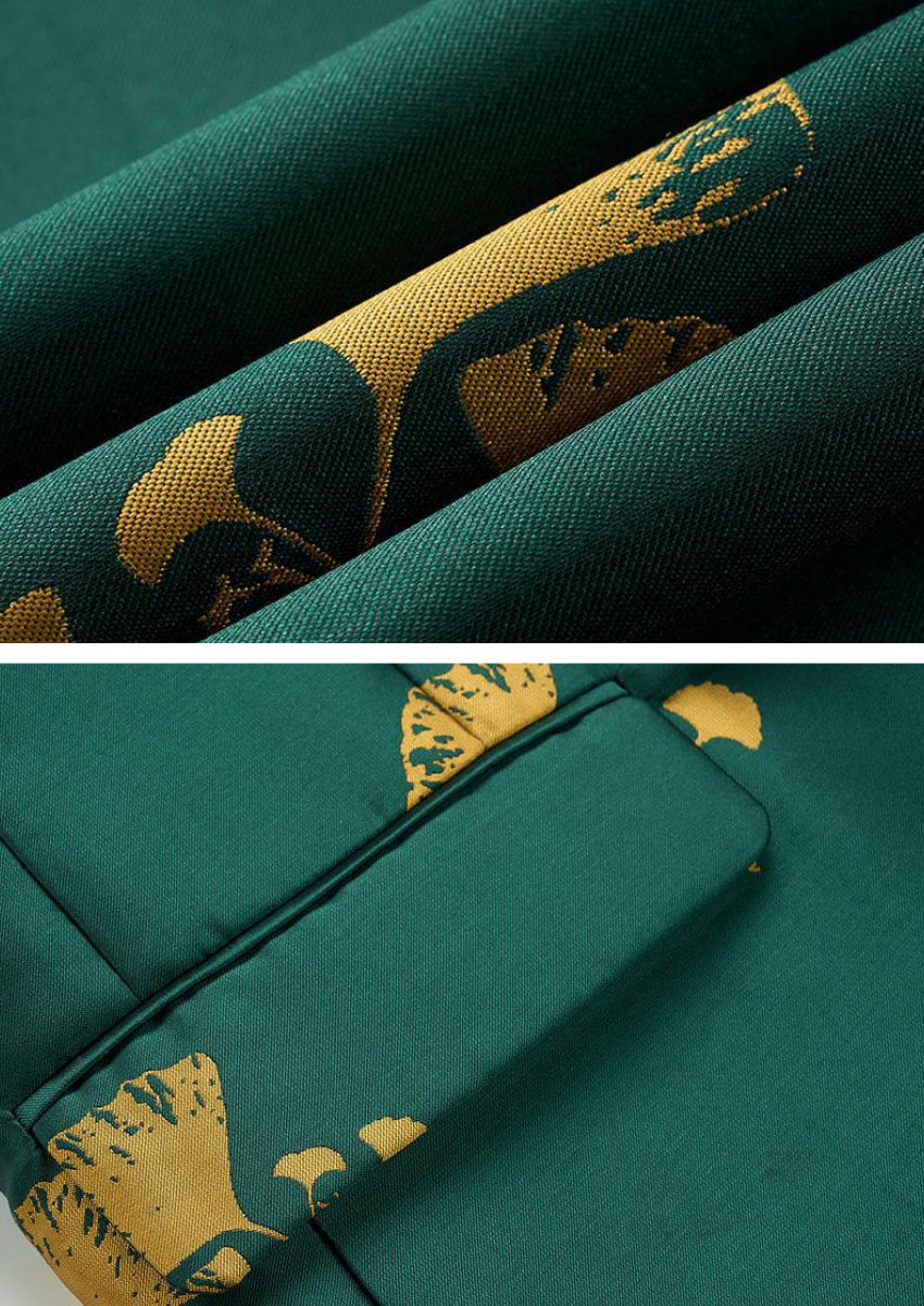 Men's Ginkgo Leaf Green Tuxedo Jacket