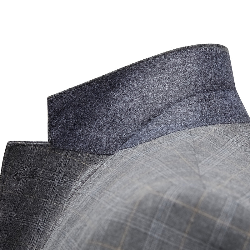 Men's 3-Piece Checkered Gray Two Button Gray Suit