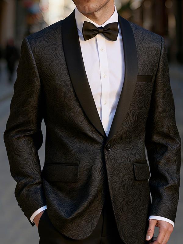 Men's Butterfly Floral Jacquard Jacket, Shawl Collar, Slim Fit Suit , Perfect for Weddings, Parties, Balls, Multiple Colors Available