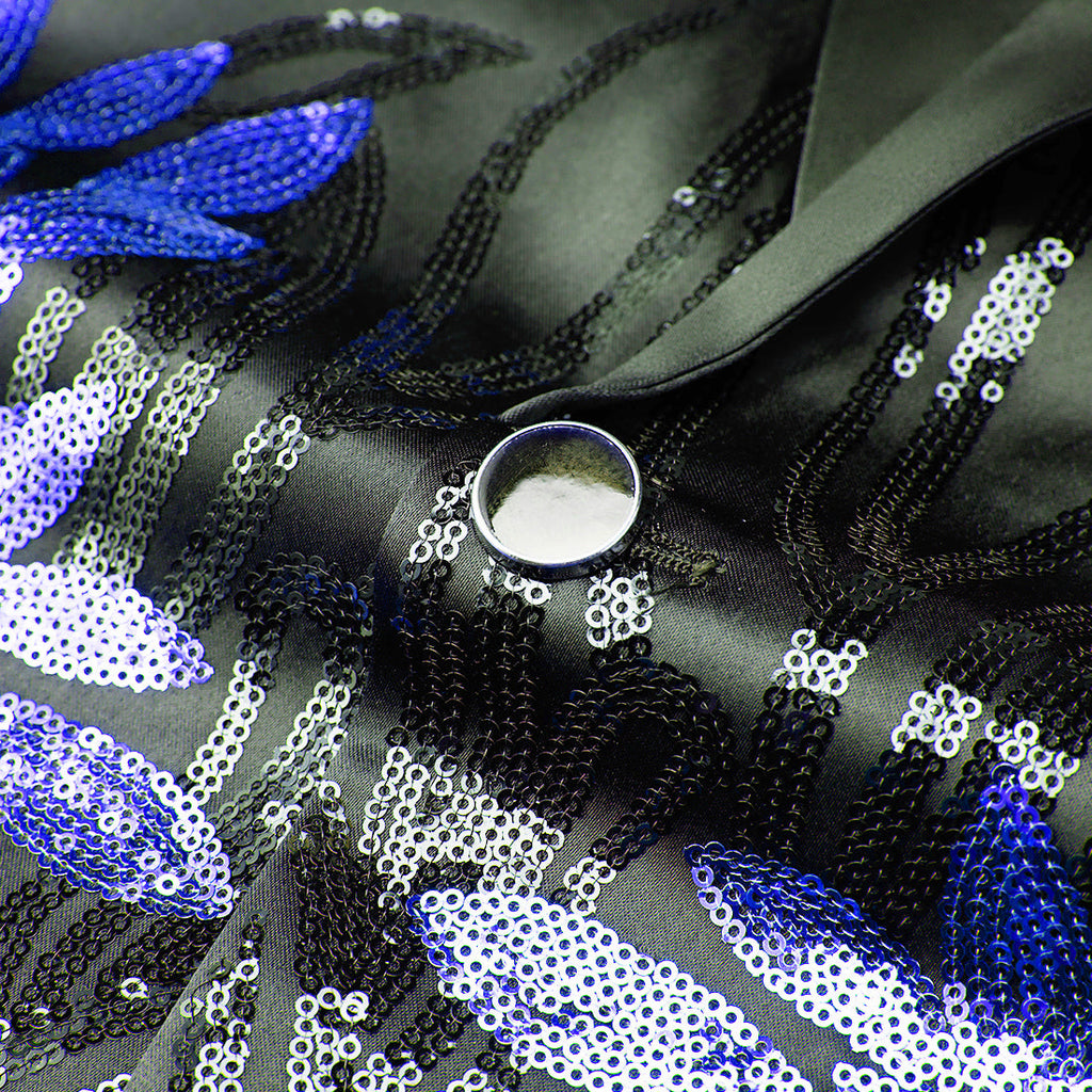 Men's 2-Piece Sequin Blue Leaves Embroidery Tuxedo