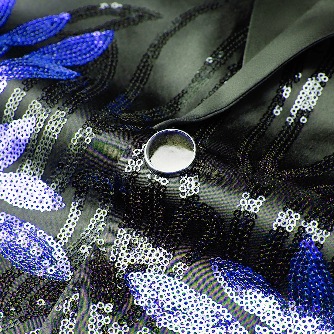 Men's 2-Piece Sequin Blue Leaves Embroidery Tuxedo