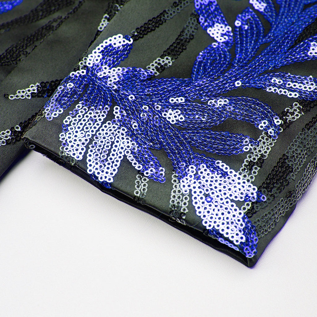Men's 2-Piece Sequin Blue Leaves Embroidery Tuxedo