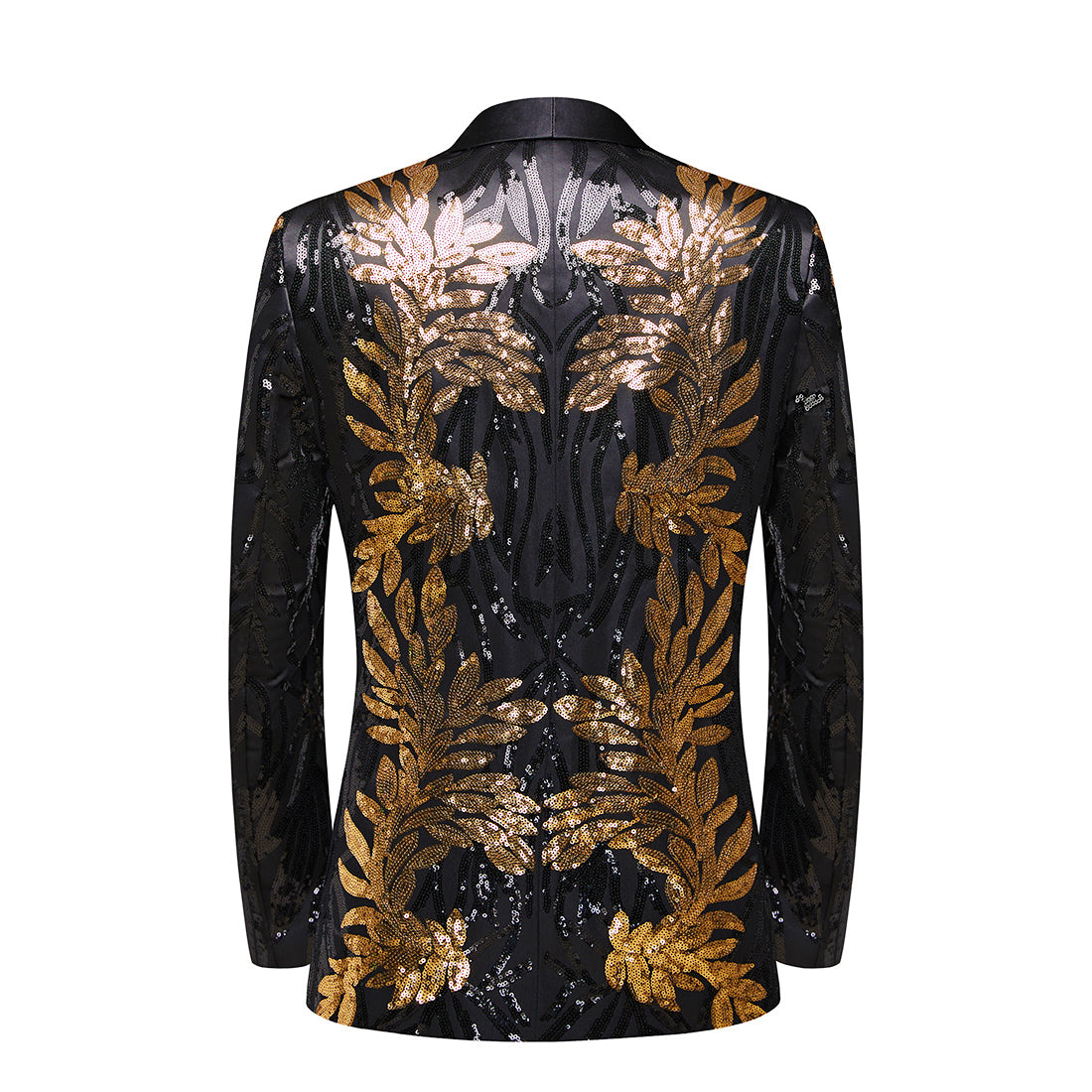 Men's 2-Piece Sequin Golden Leaves Embroidery Tuxedo