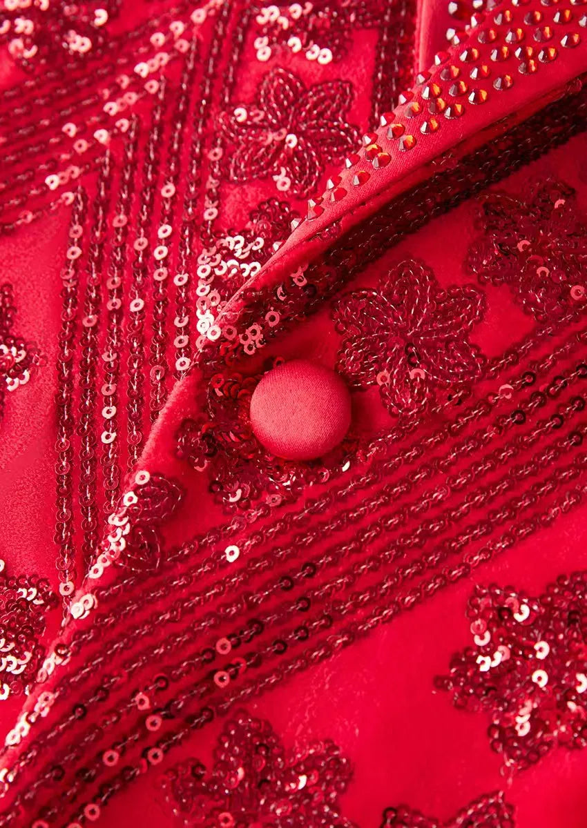 Men's Luxury Six-pointed Star Red Sequin Jacket