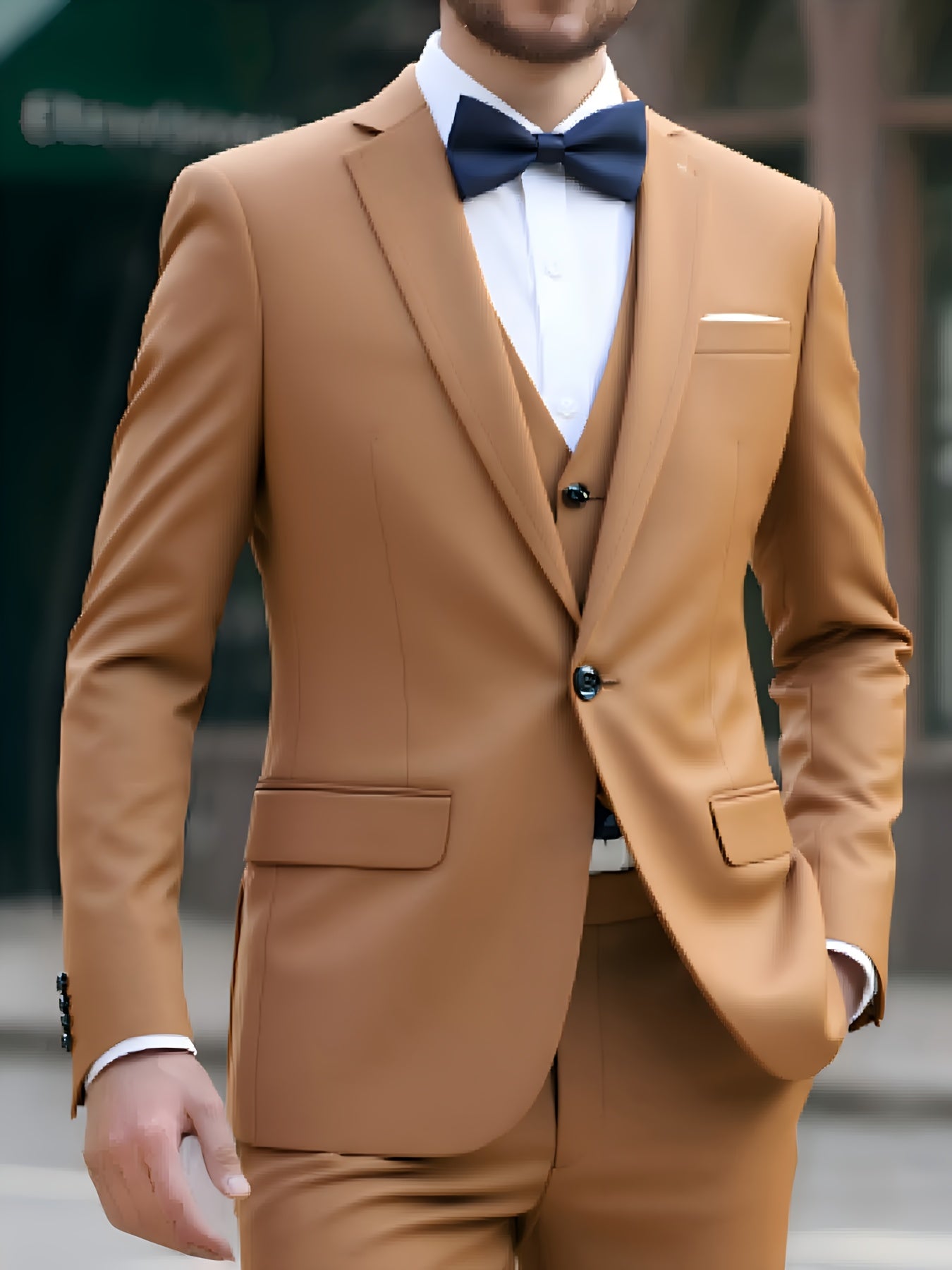 3pcs Classic Tuxedo Suit - Formal Suit For Men - High Quality, Comfortable Fit, Stylish Lapel For Weddings, Parties, Formal Events, Business Meetings And Special Occasions