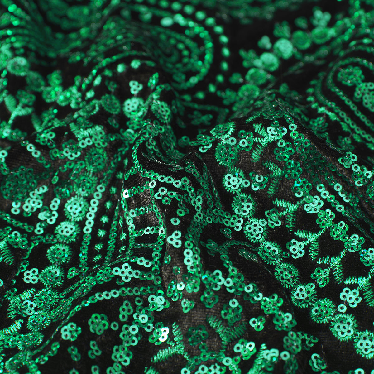 Men's Sequin Green Paisley Black Suit
