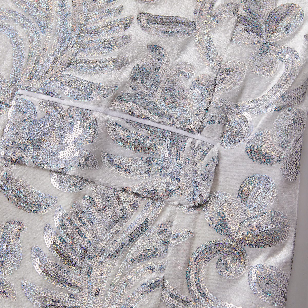 Men's Exquisite Shawl Lapel Silver Paisley White Tuxedo Jacket