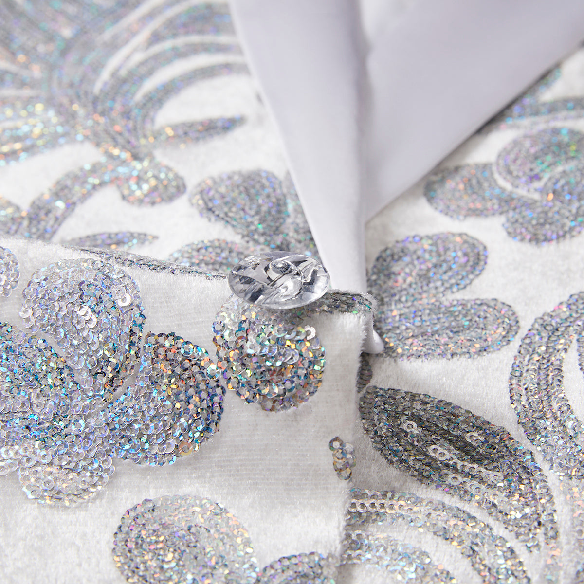 Men's Exquisite Shawl Lapel Silver Paisley White Tuxedo Jacket