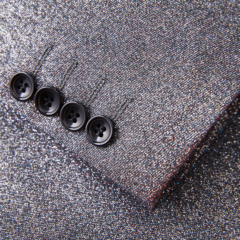 Men's 2-Piece One Button Sparkling Silver Tuxedo