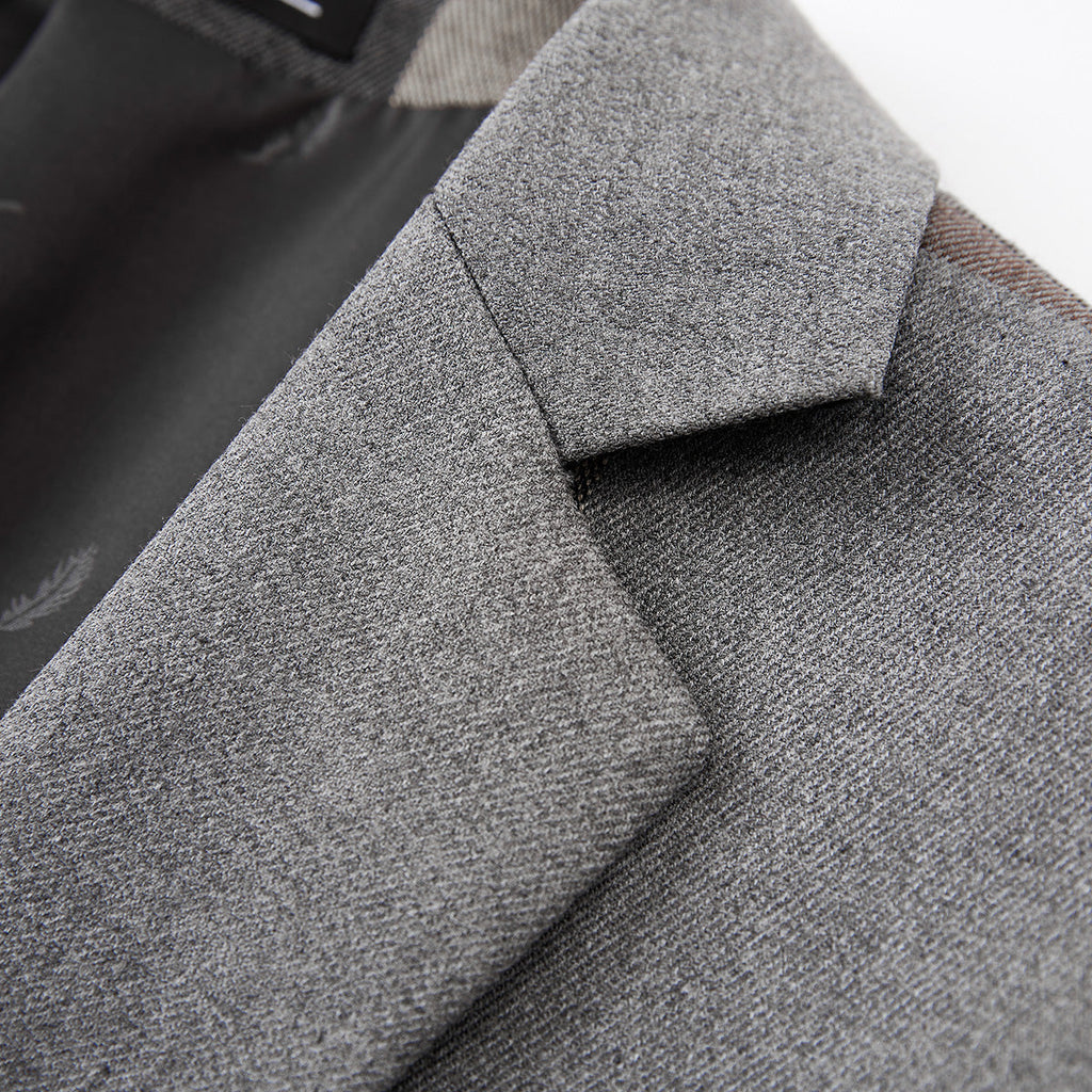 Men's 3-Piece Modern Plaid Design Light Gray Tuxedo
