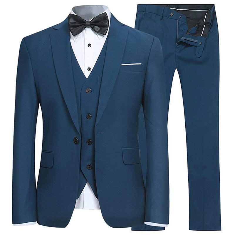Men's 3-Piece Classic One Button Royal Blue Tuxedo