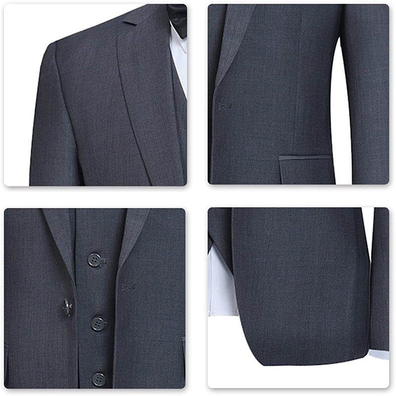 Men's 3-Piece for Groom One Button Dark Gray Suit