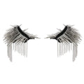 1 Pair Shoulder Epaulet Crystal Rhinestone Punk Rivet Tassels Silver