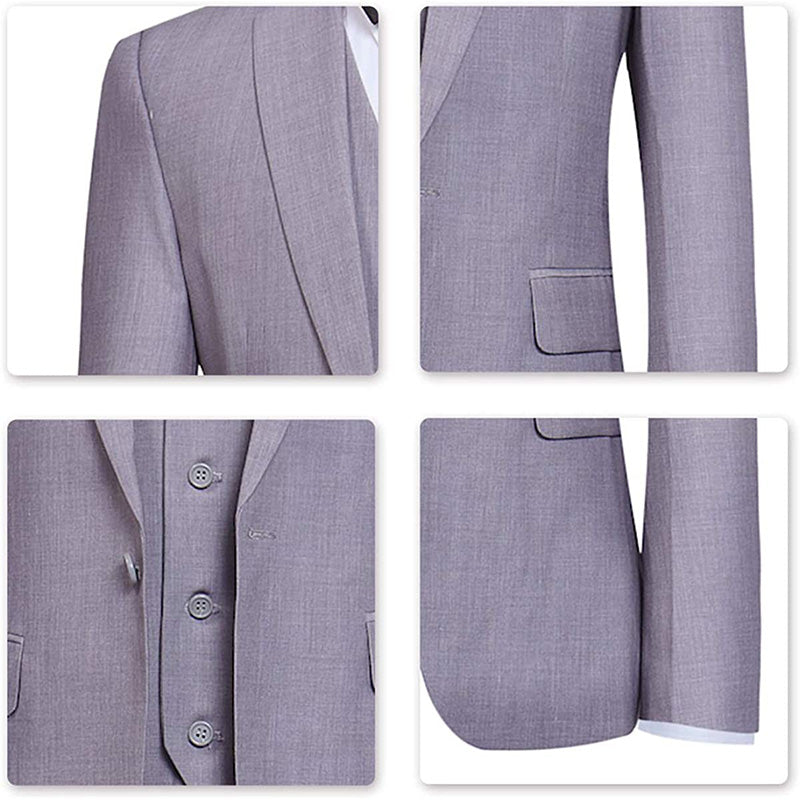 Men's 3-Piece Classic One Button Light Gray Tuxedo