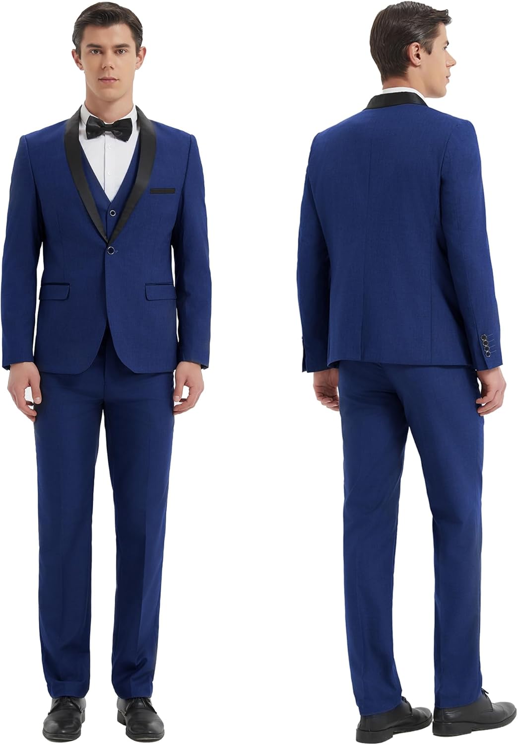 Mens Tuxedo Slim Fit Wedding Business Suits for Groom Groomsmen 3 Pieces Dinner Jacket Vest Pants Set for Men