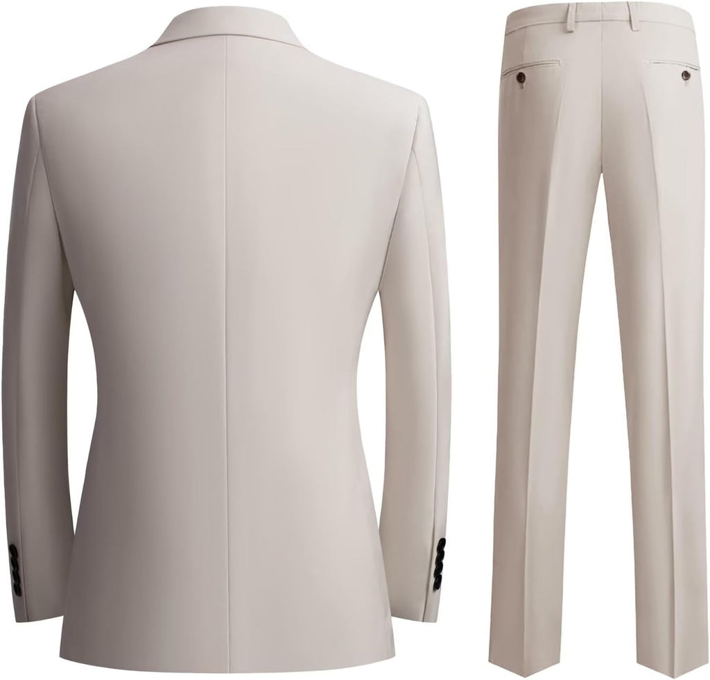 Men's 4 Piece Formal Suit Peaked Lapel Jacket Double Breasted Vest, Pants & Bow Tie for Prom Nights