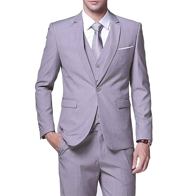 Men's 3-Piece Classic One Button Light Gray Tuxedo
