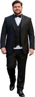 Plus Size Suits for Men Notch Collar Tuxedo Blazer Vest Pants Solid Prom Business Party Event Banquet Performance