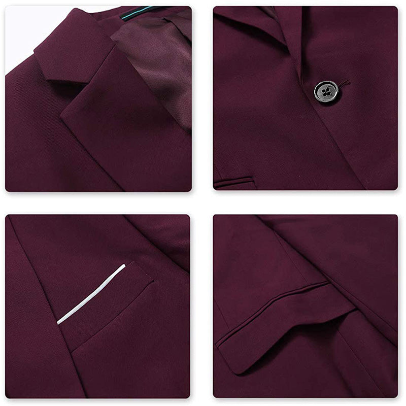 Men's 3-Piece Classic One Button Burgundy Tuxedo