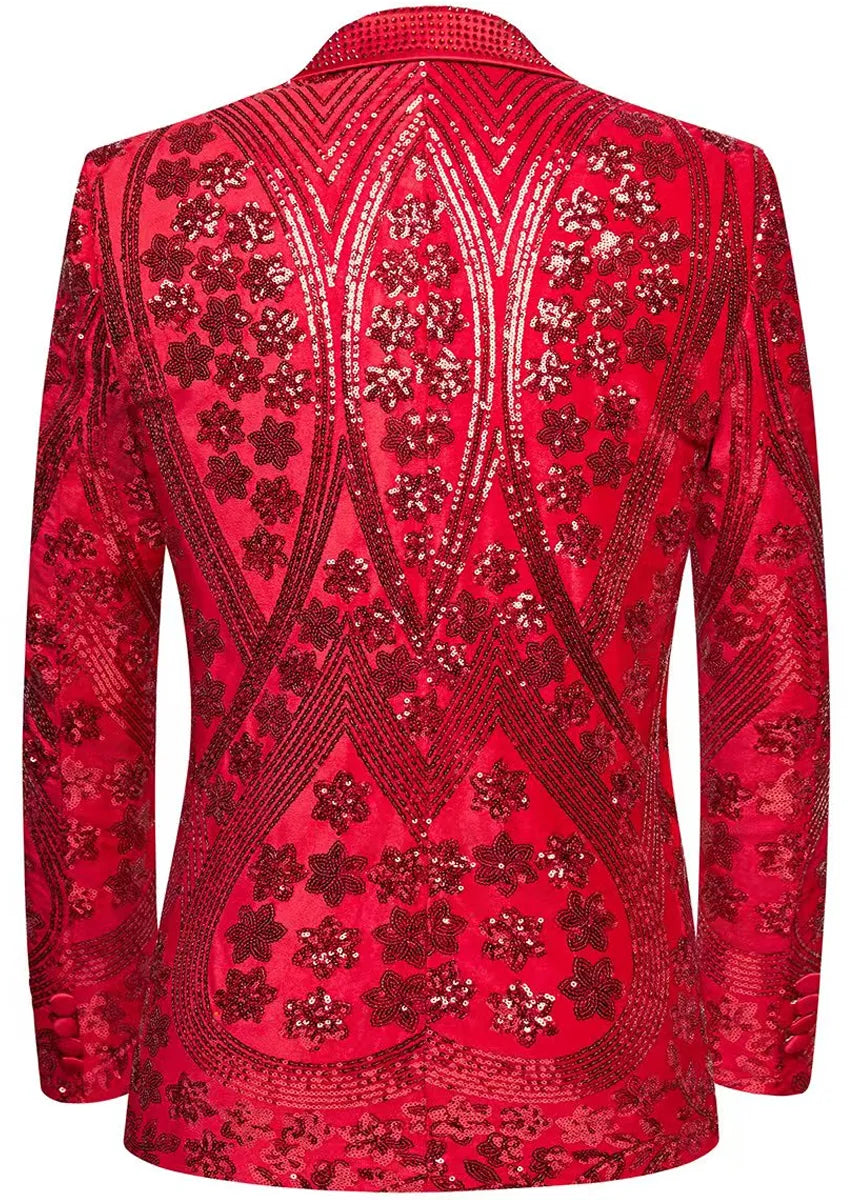 Men's Luxury Six-pointed Star Red Sequin Jacket