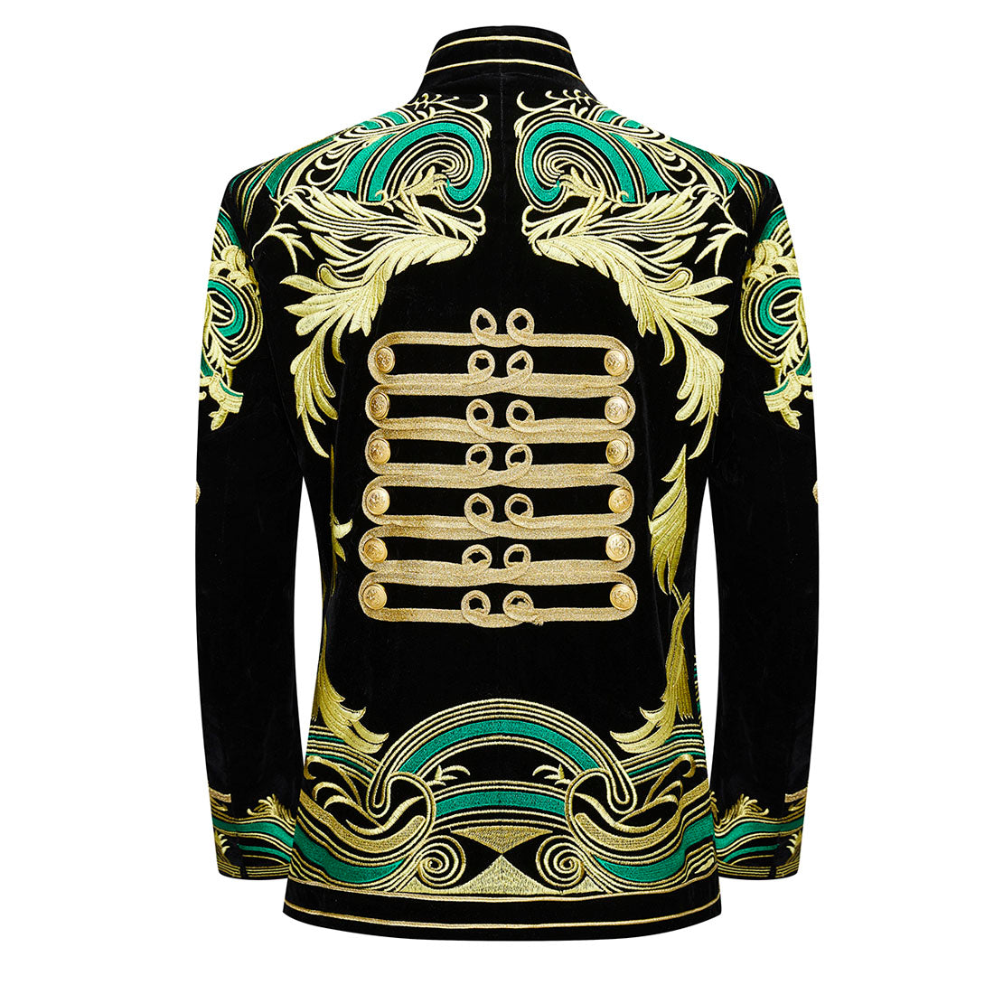 Men's Gold Aigillette Decorated with Luxury Black Embroidered Tuxedo