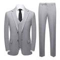 Men's 3-Piece Two Button Groom's Pinstripe Light Gray Suit