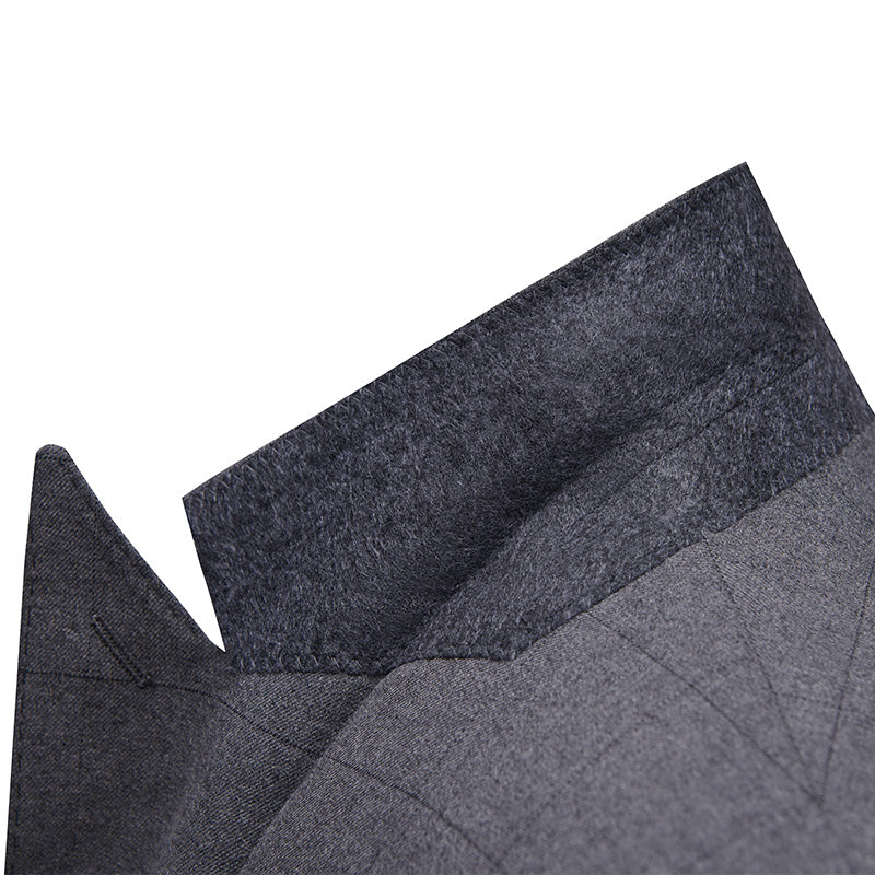 Men's 3-Piece Business Checkered Light Gray Suit