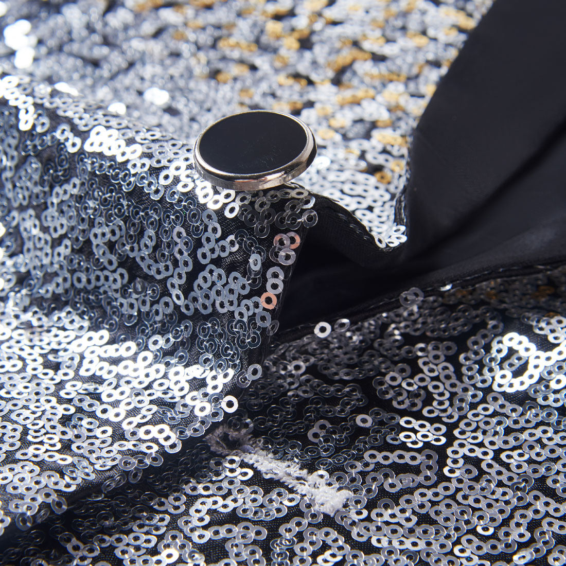 Men's Shimmering Gradient Sequin Tuxedo Jacket Gold Silver